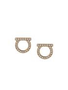 Salvatore Ferragamo Logo Crystal Embellished Earrings - Gold