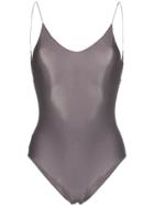 Oseree Travaille Lace Trim Scoop Back Swimsuit - Grey