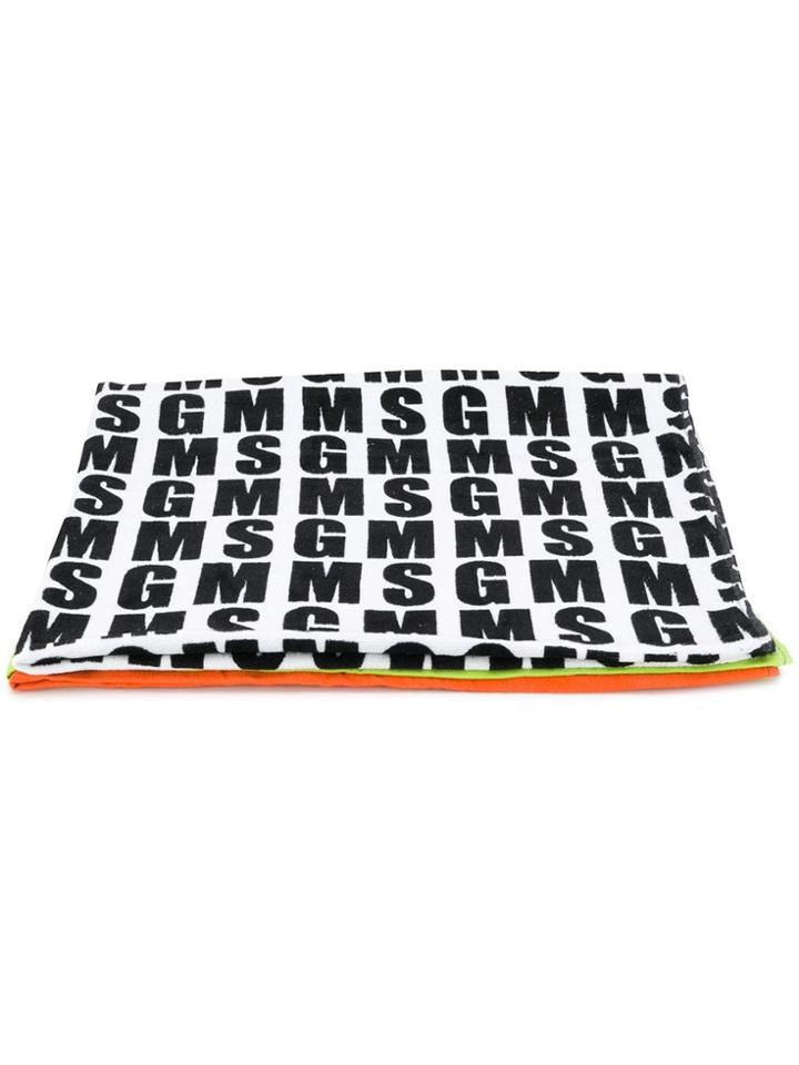 Msgm Monogram Beach Towel - White