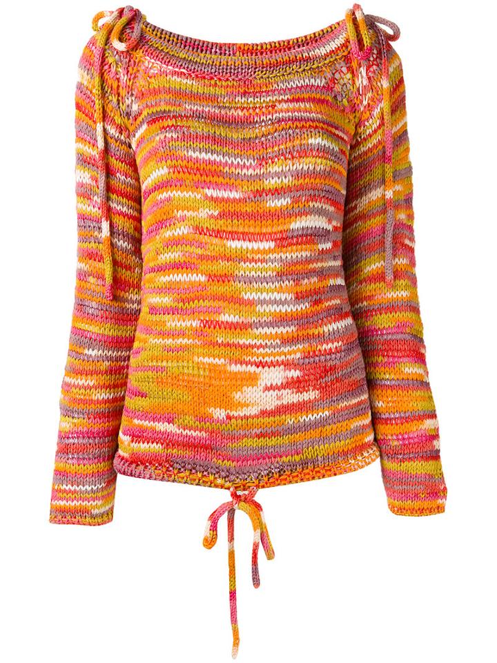 No21 Drawstring Detail Jumper, Women's, Size: 40, Yellow/orange, Cotton/viscose