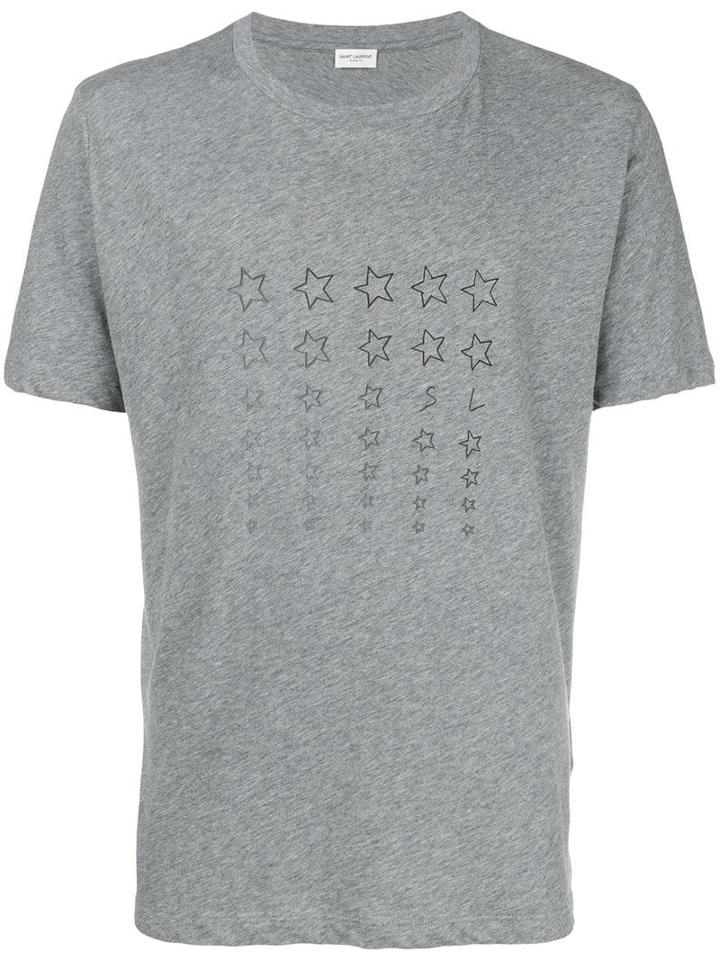 Saint Laurent Star-print Cotton T-shirt - Grey