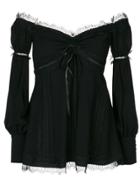 Wandering Lace Trim Blouse - Black