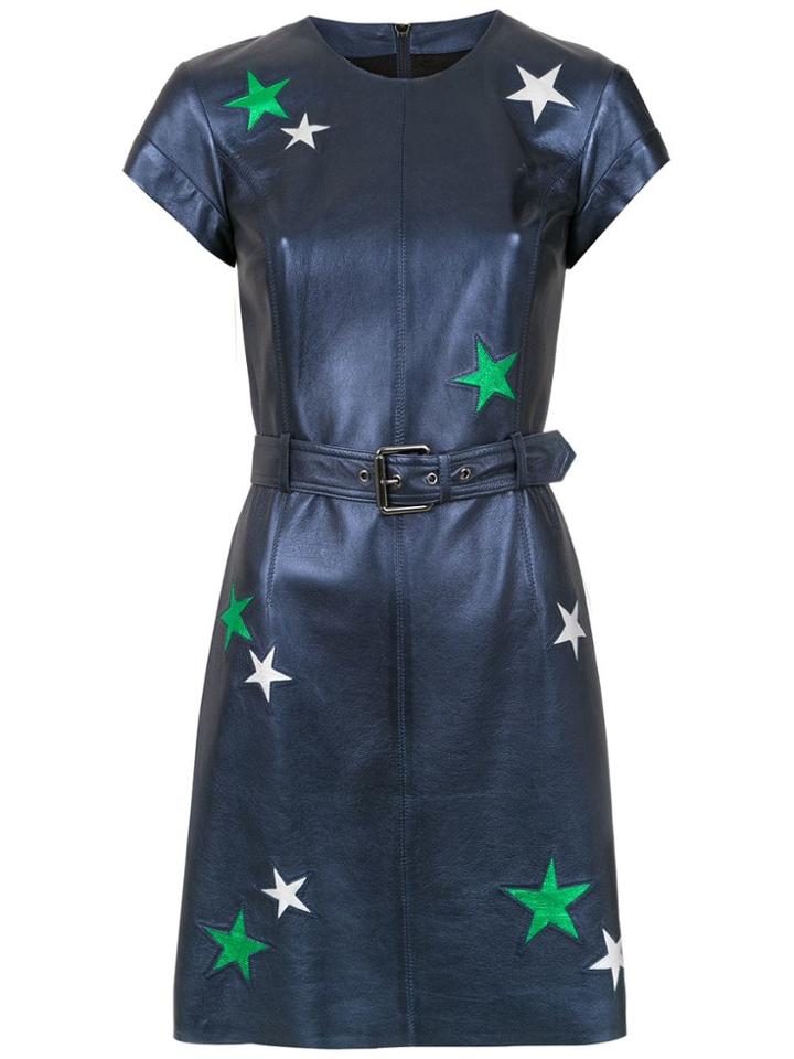 Nk Metallic Leather Dress - Blue