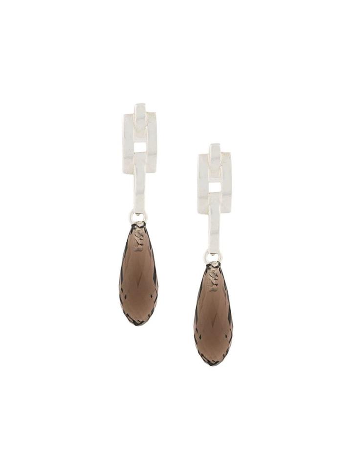 Wouters & Hendrix A Wild Original! Chain Detail Smokey Quartz Earrings