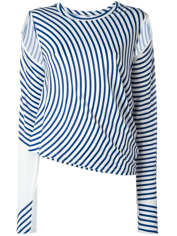 Mm6 Maison Margiela Striped Blouse, Women's, Size: 42, Blue, Viscose/spandex/elastane