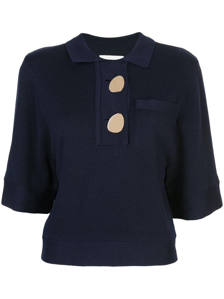 Ba & Sh Knitted Polo Top - Blue