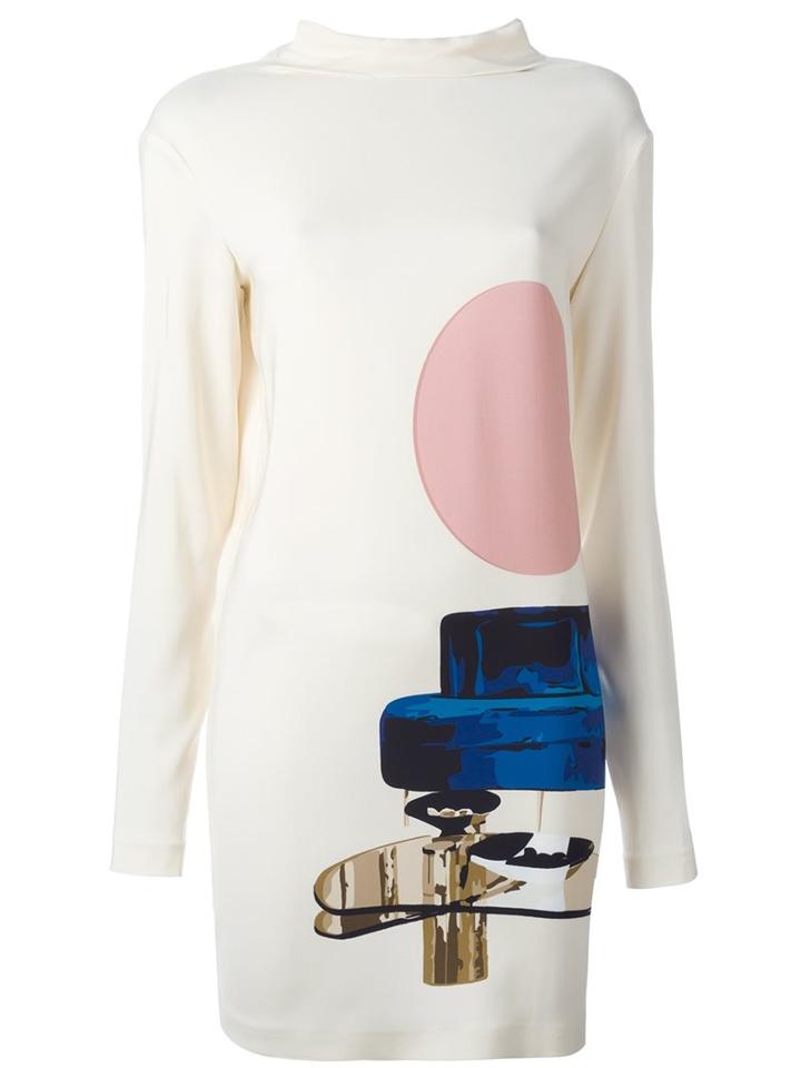 Msgm 'living Room' Print Dress, Women's, Size: 42, Nude/neutrals, Spandex/elastane/viscose