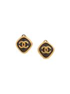 Chanel Vintage Cc Diamond Shape Earrings - Gold