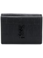 Saint Laurent Crocodile Effect Wallet - Black