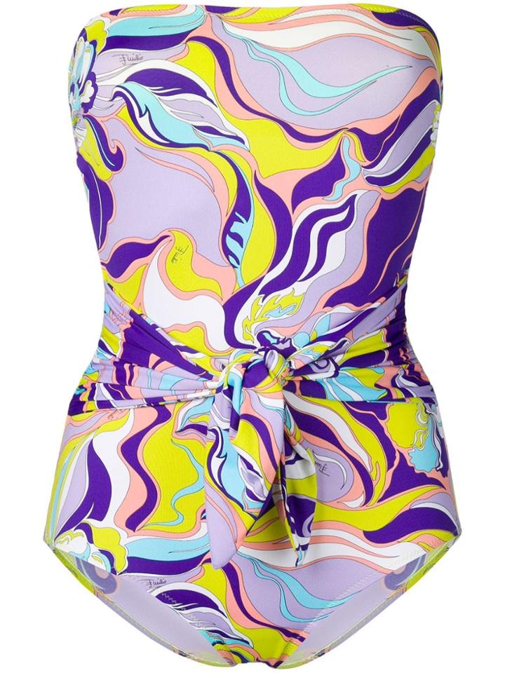 Emilio Pucci Rivera Print Bandeau Swimsuit - Purple