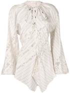 Chloé Lace-trimmed Stripe Shirt - Neutrals