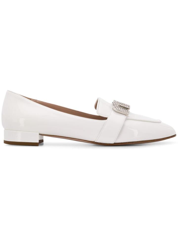 Miu Miu Logo Embellished Loafers - White