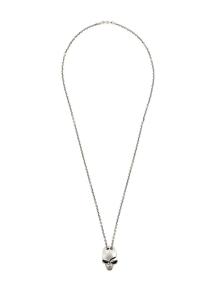 Alexander Mcqueen Divided Skull Pendant Necklace, Men's, Metallic