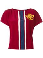 Red Valentino - Embroidered Stripe Blouse - Women - Silk/polyester - 40, Silk/polyester