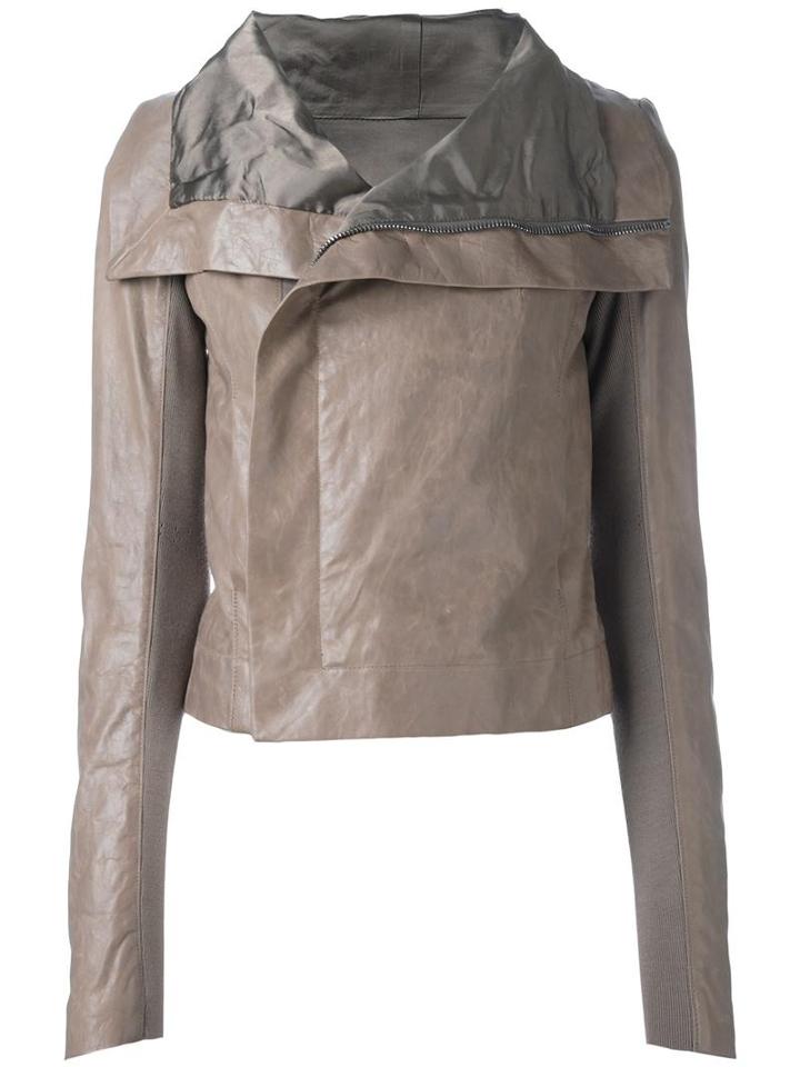 Rick Owens Classic Biker Jacket, Women's, Size: 40, Nude/neutrals, Calf Leather/cupro/virgin Wool