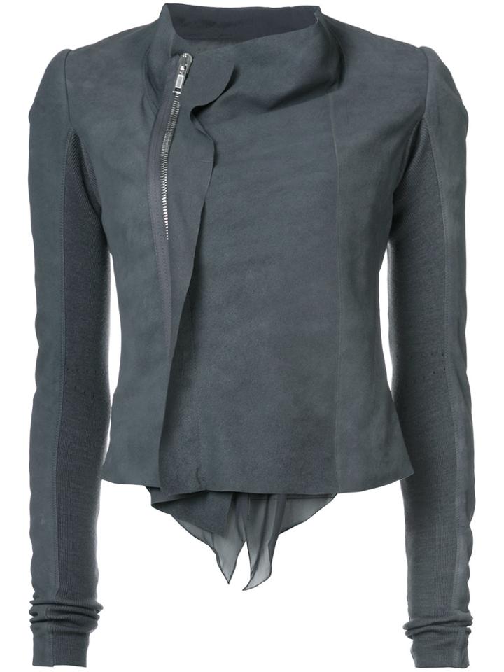 Rick Owens Low Neck Biker Jacket - Grey