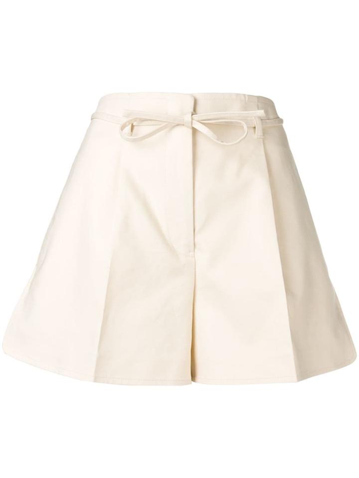 Jil Sander Bow Belt Flared Shorts - White