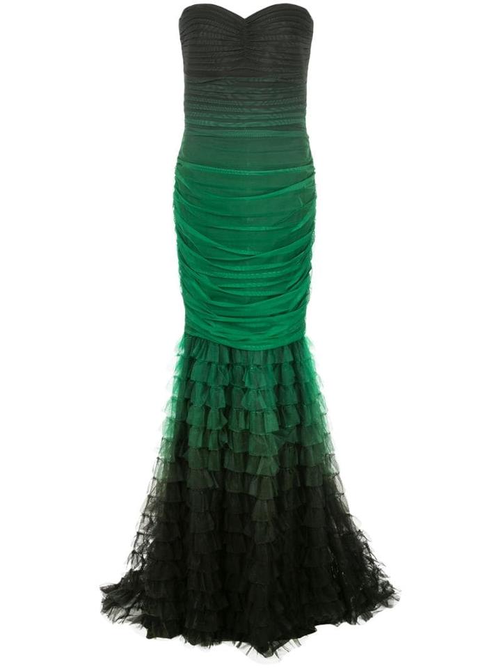 Tadashi Shoji Gathered Tulle Mermaid Gown - Green