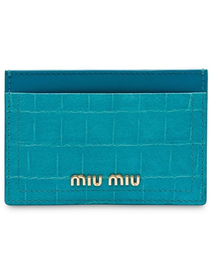 Miu Miu Madras Credit Card Holder - Blue