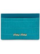 Miu Miu Madras Credit Card Holder - Blue
