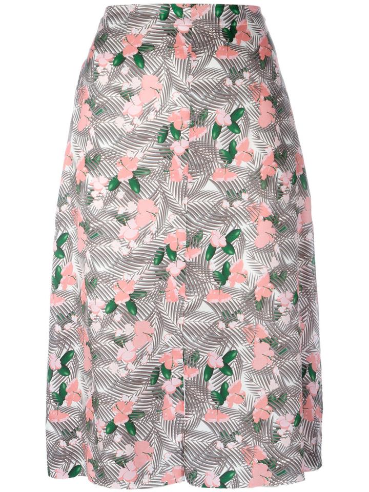 Julien David - Floral Printed Midi Skirt - Women - Silk - M, Women's, Pink, Silk