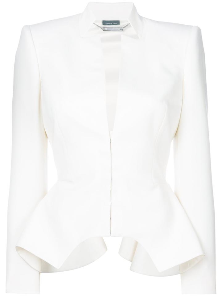 Alexander Mcqueen Cut Out Peplum Jacket - White