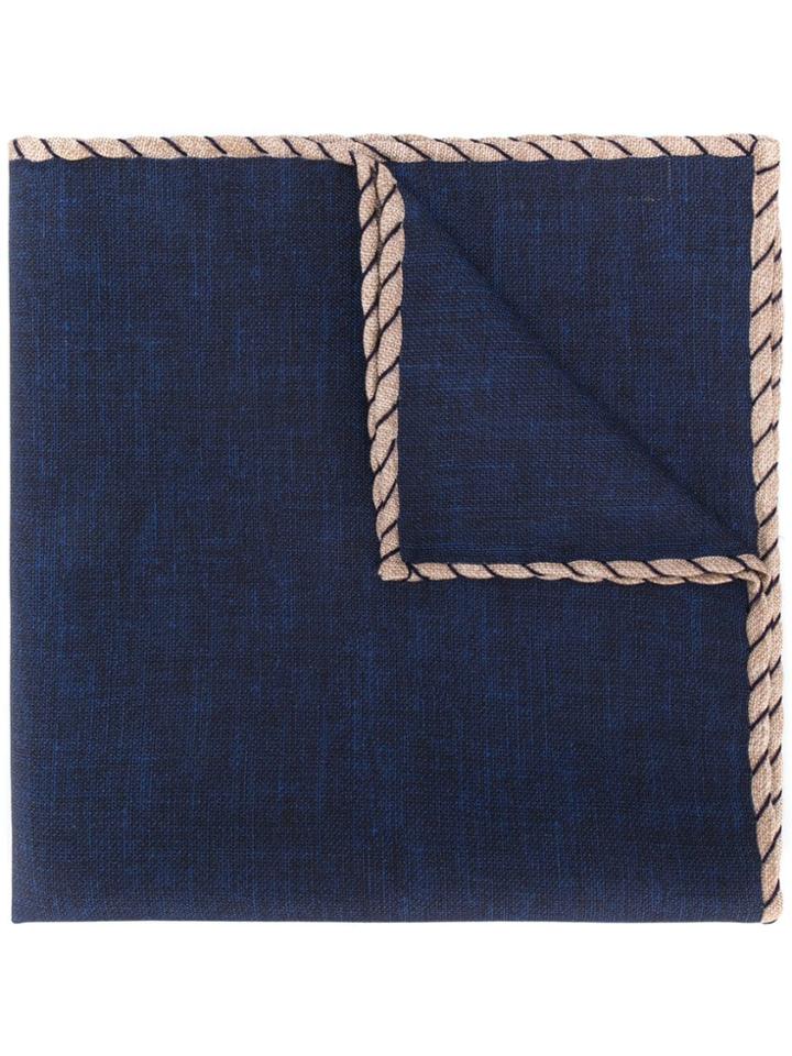 Brunello Cucinelli Contrast Stitching Pocket Square - Blue