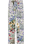 Gucci New Flora Print Silk Pajama Pant - White