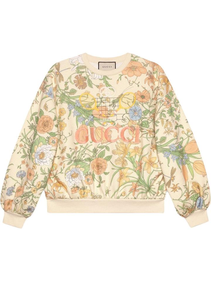 Gucci Oversize Sweatshirt With Flora Print - White