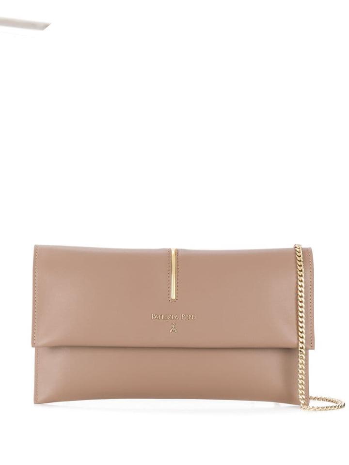 Patrizia Pepe Logo Plaque Clutch Bag - Neutrals