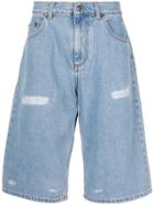 Msgm High Waisted Denim Shorts - Blue