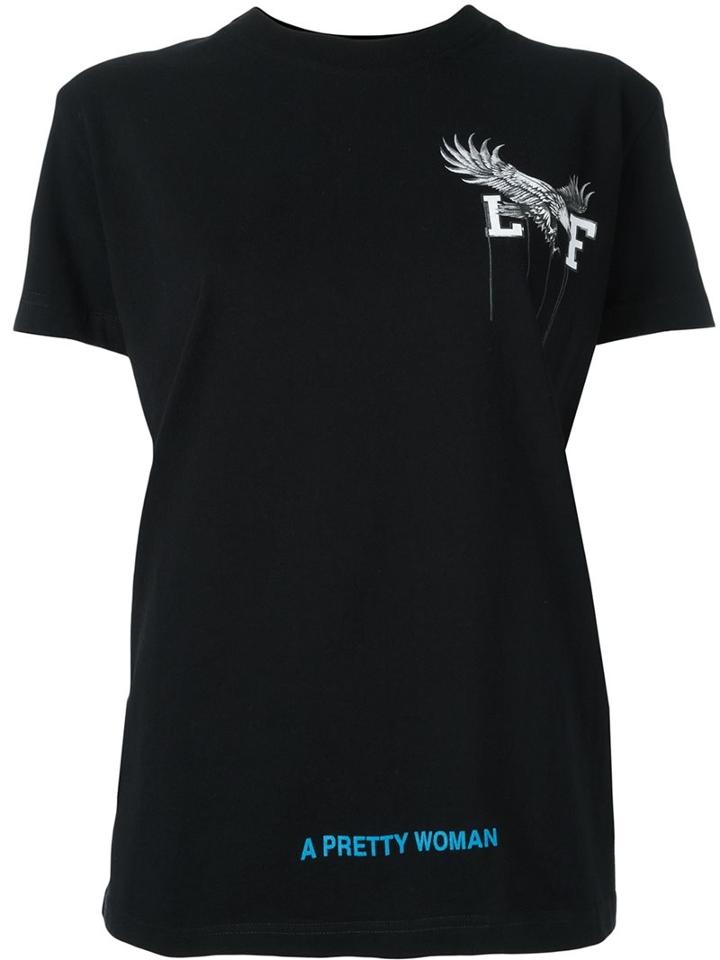 Off-white Logo Chest Print T-shirt, Women's, Size: Medium, Black, Cotton