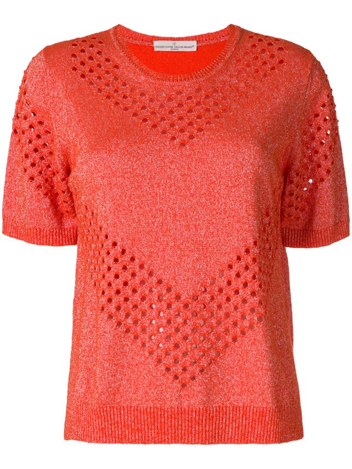 Golden Goose Deluxe Brand Lurex Perforated Top - Yellow & Orange