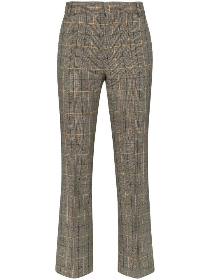 Plan C Check Cropped Trousers - Brown