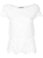 D.exterior Floral Embossed Blouse - White