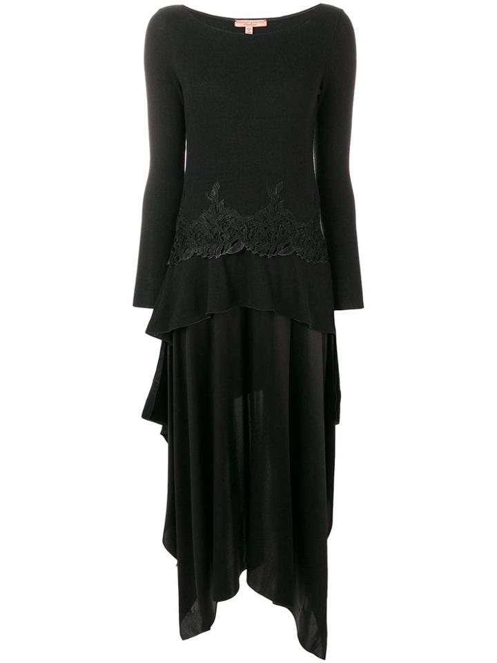 Ermanno Scervino Lace Embellished Flared Dress - Black