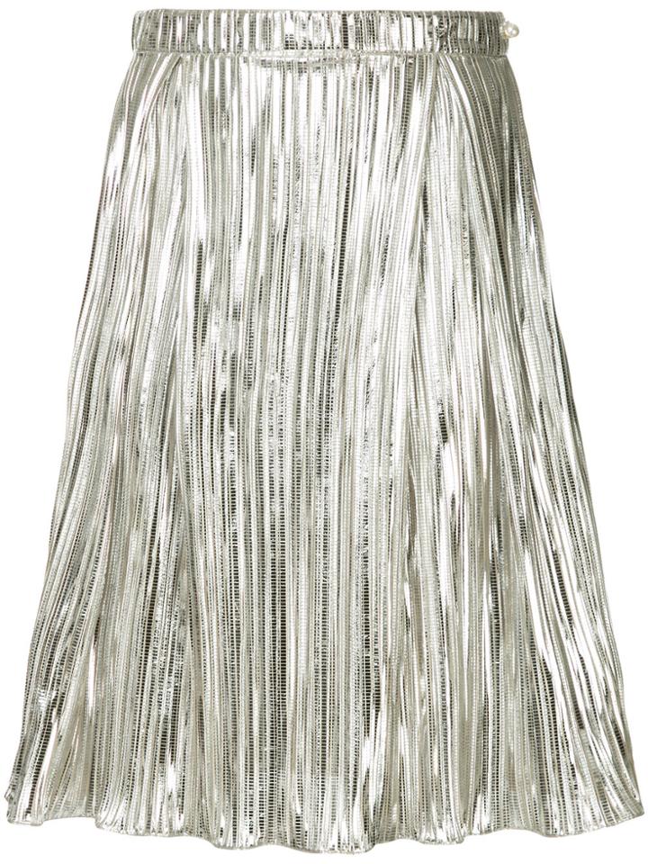 Ingie Paris Pleated Lamé Skirt - Metallic