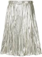 Ingie Paris Pleated Lamé Skirt - Metallic