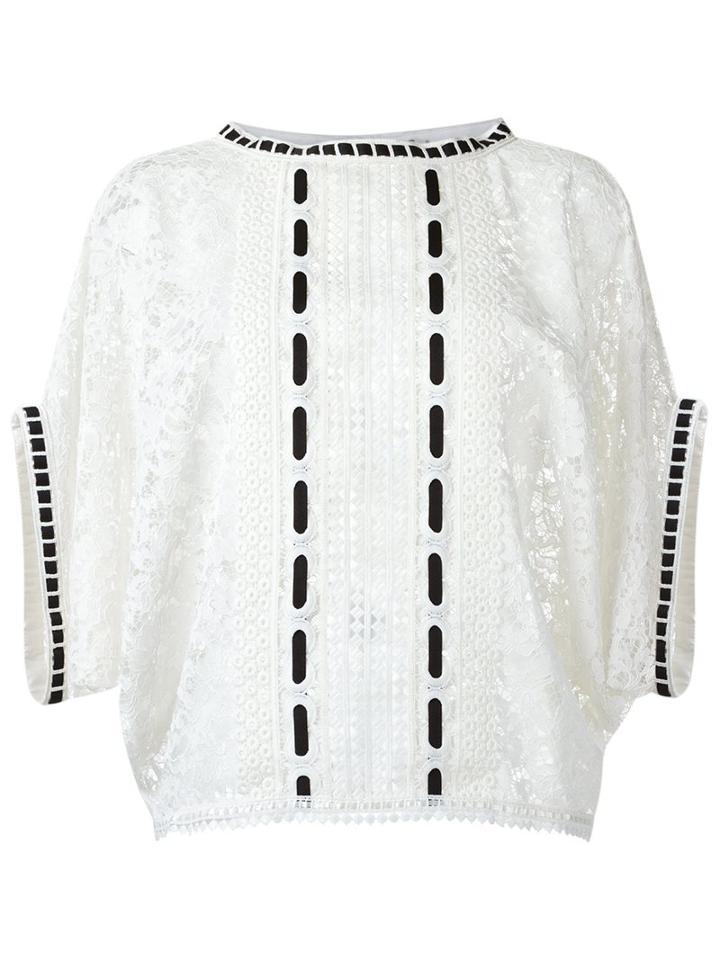 Martha Medeiros Lace Blouse, Women's, Size: 44, White, Cotton/polyamide