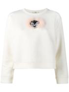 Fendi 'wonders' Sweatshirt, Women's, Size: 40, White, Cotton/fox Fur/polyamide