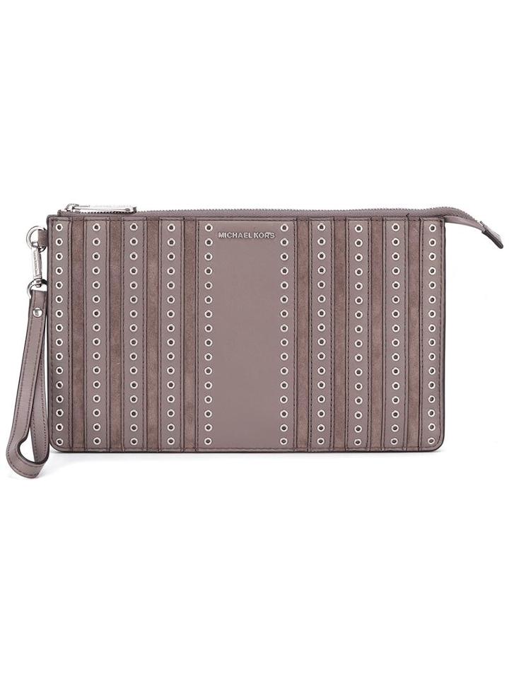 Michael Michael Kors 'brooklyn' Grommet Detail Pouch, Women's, Grey