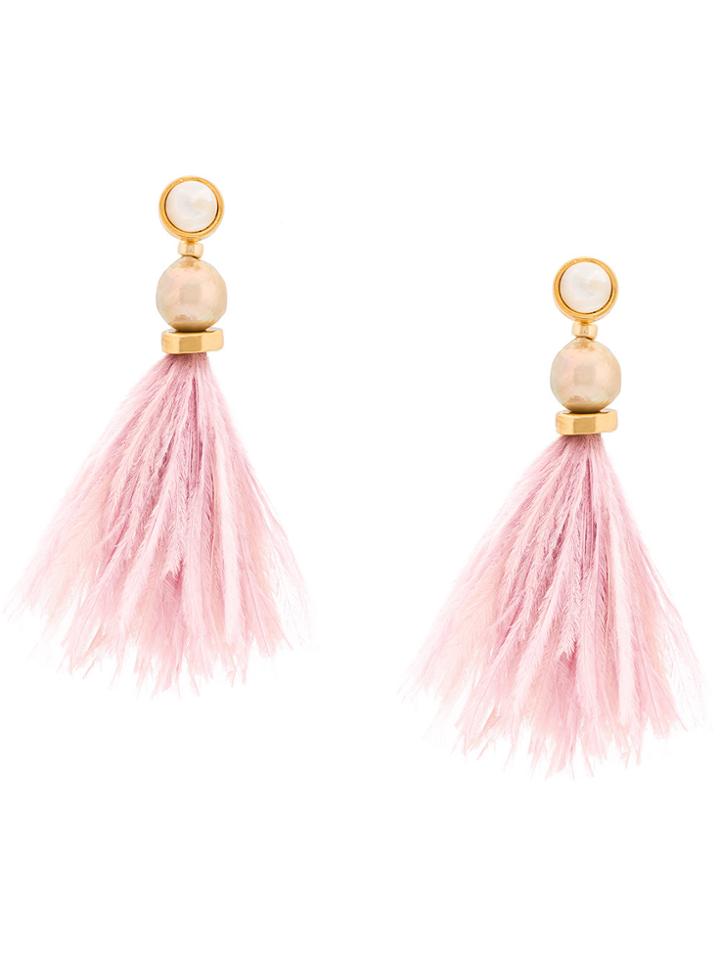 Lizzie Fortunato Jewels Flared Tassel Drop Earrings - Pink & Purple