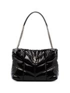 Saint Laurent Loulou Puffer Patent Shoulder Bag - Black
