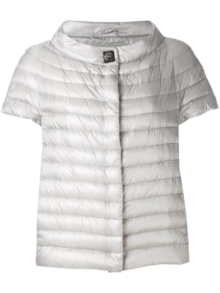 Herno - Shortsleeved Padded Jacket - Women - Polyamide/polyester/polyurethane/goose Down - 44, Grey, Polyamide/polyester/polyurethane/goose Down
