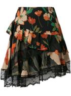 Twin-set Floral Print Mini Skirt - Black