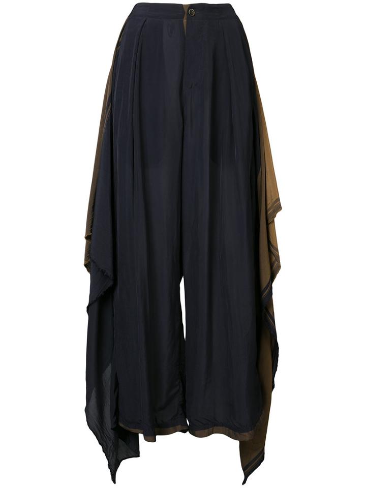 Uma Wang - Layered Palazzo Pants - Women - Viscose - M, Pink/purple, Viscose