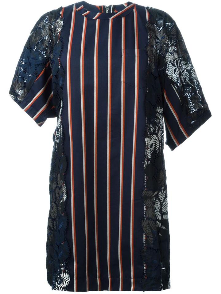 Sacai Flower And Stripe Shift Dress
