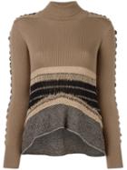 Mame Laced Sleeve Jumper, Women's, Size: 3, Nude/neutrals, Wool/nylon
