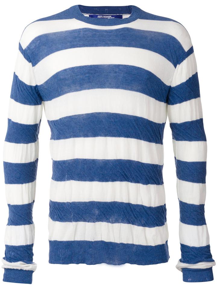 Junya Watanabe Comme Des Garçons Man Striped Jumper, Men's, Size: Small, White, Cotton