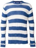 Junya Watanabe Comme Des Garçons Man Striped Jumper, Men's, Size: Small, White, Cotton